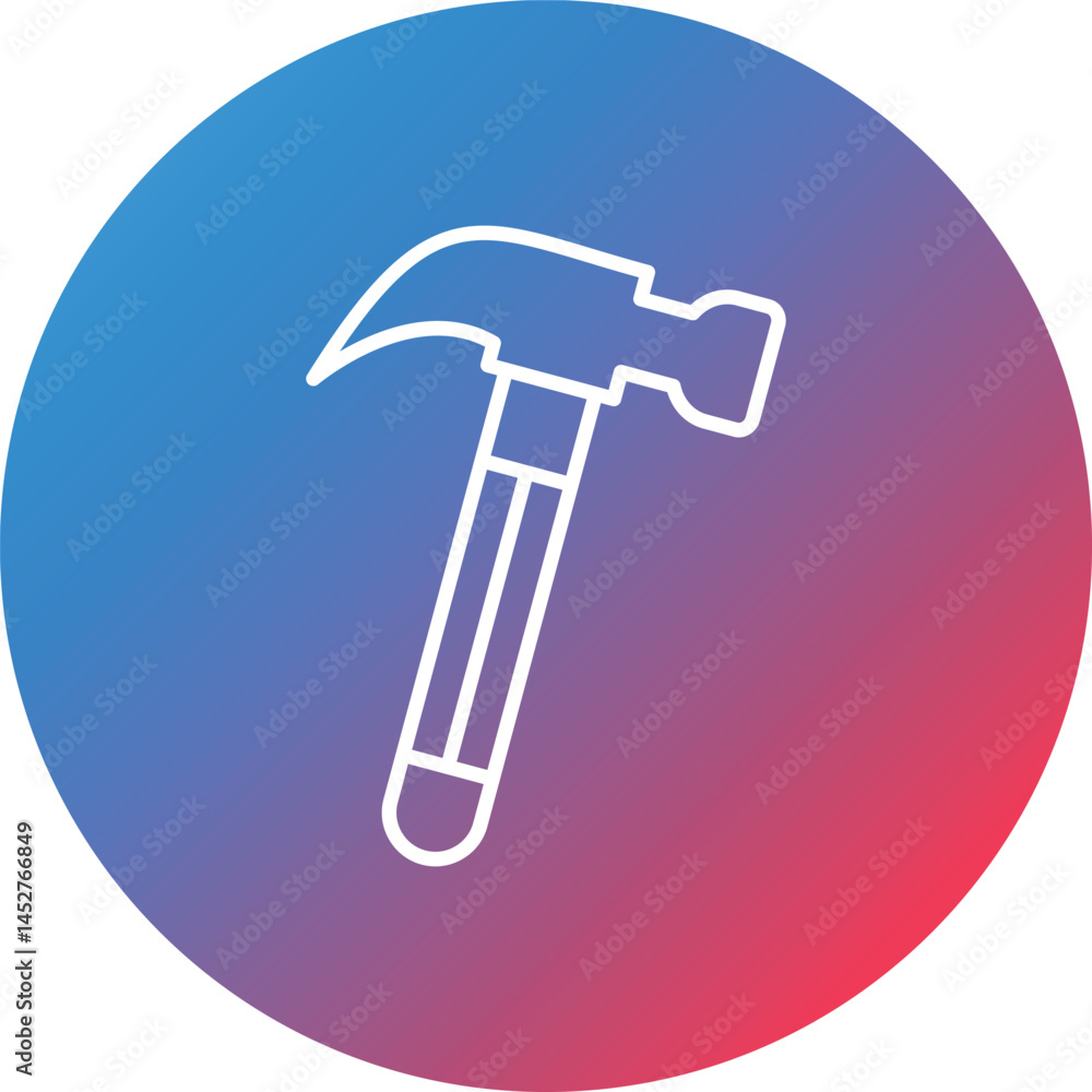 Hammer Line Gradient Circle Background Icon Hammer Line Gradient Circle Background Icon