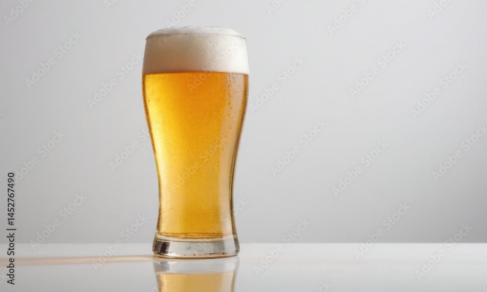 A glass of beer sits on a table, ready for consumption