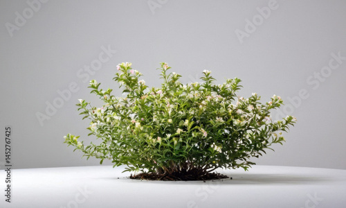 Obraz na płótnie A picture of a plant with white flowers growing on a white surface, perfect for use in still life, lifestyle, or nature photography w salonie