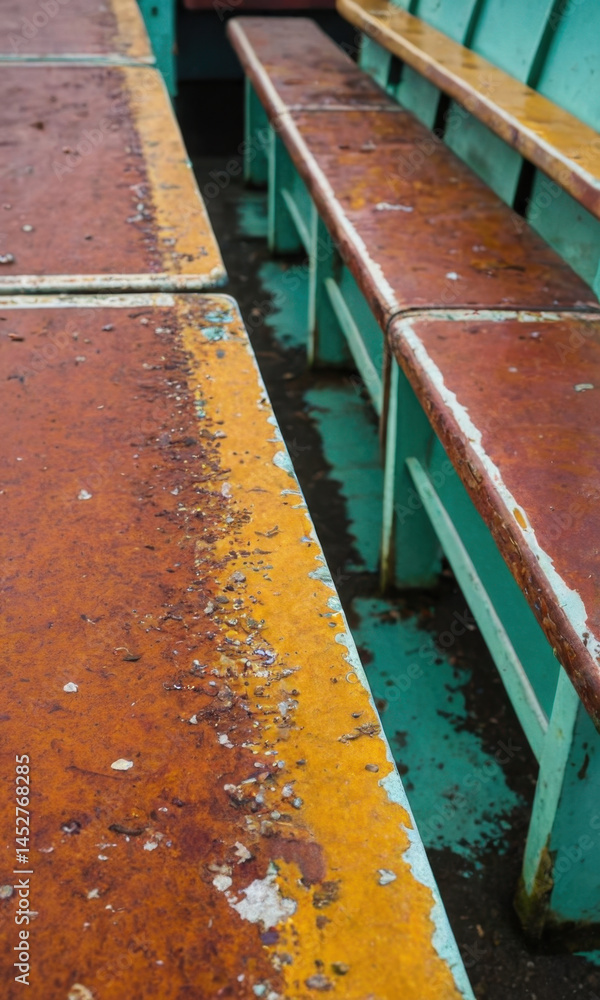 Row of wooden benches for outdoor seating or event decoration, suitable for parks, festivals, and parties