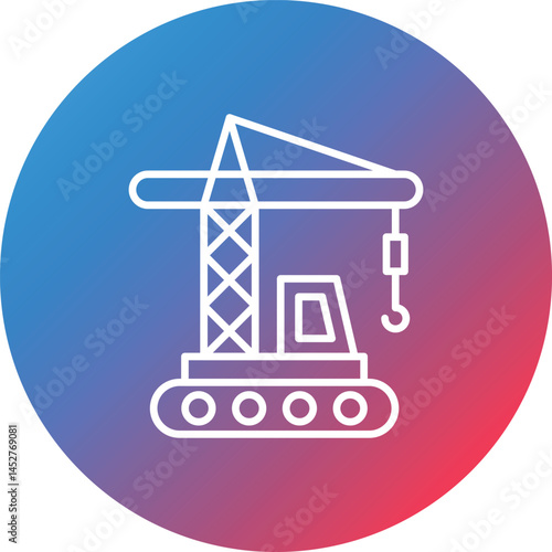 Crane Vehicle Line Gradient Circle Background Icon