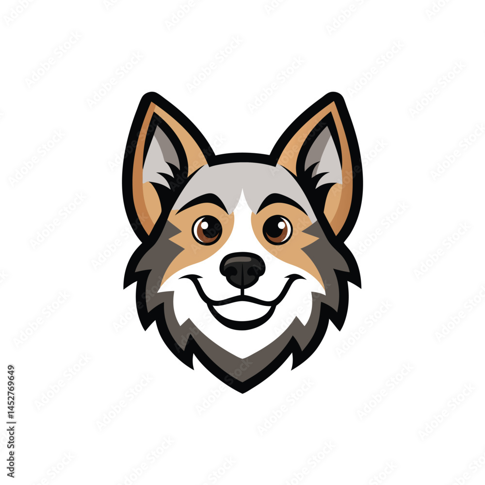 Naklejka premium Dog head logo sticker animal, dog face cartoon illustration
