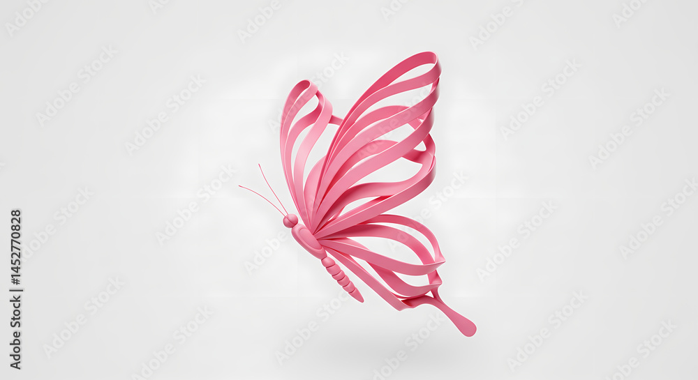 Fototapeta premium Pink Butterfly Illustration: Delicate Wings, Abstract Art, Nature Design