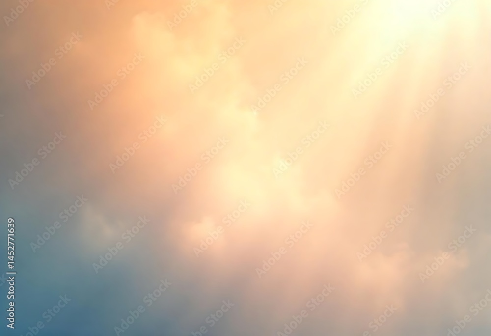 Fototapeta premium Generative AI Soft celestial glow with light streaming through clouds