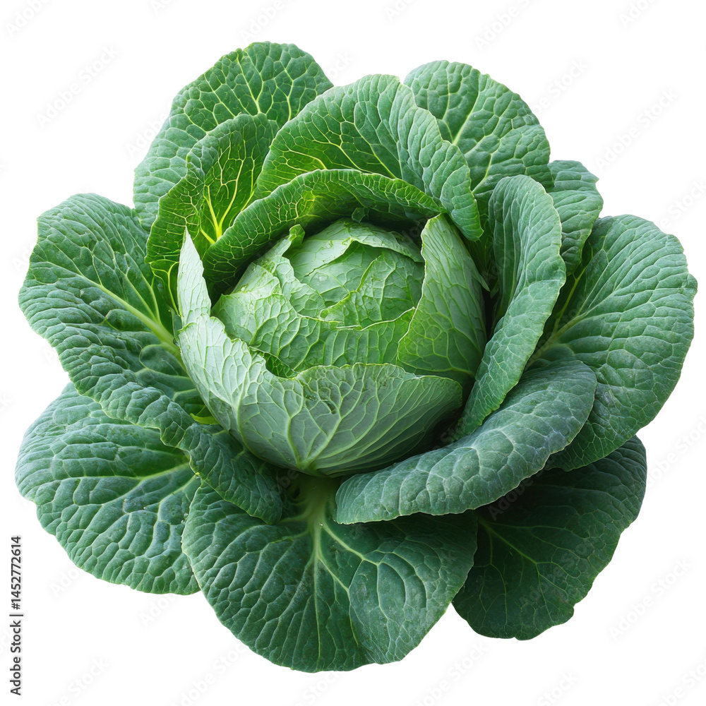 Fototapeta premium Harvesting fresh cabbage farm field food photography daylight close-up. Isolated on transparent background, png.