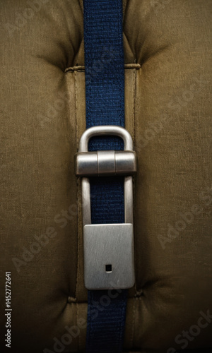 Obraz na płótnie A close-up view of a metal buckle attached to a seat w salonie