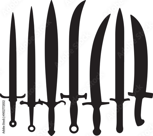 Icon set of ancient swords.