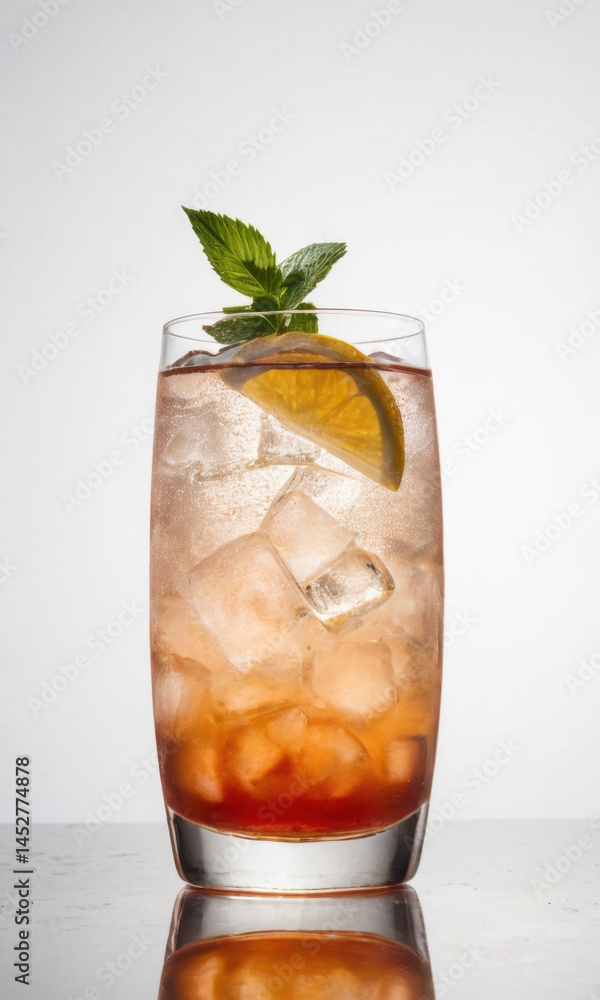 A refreshing glass filled with ice and a slice of lime, great for hot summer days or cocktails