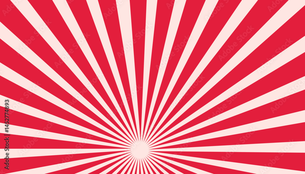 Fototapeta premium Red white color burst background. Rays background in retro style.