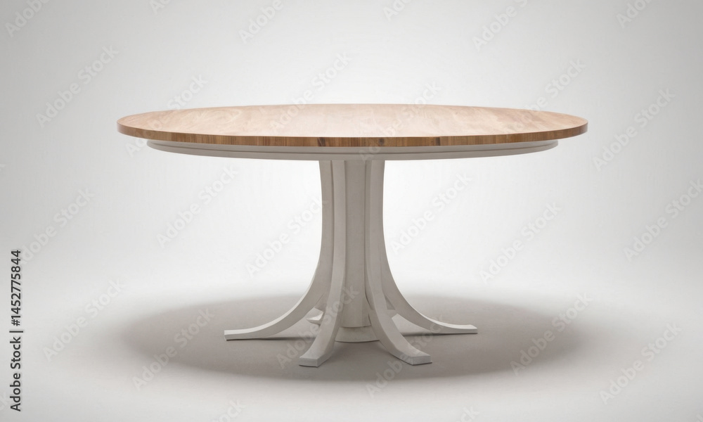 A simple white table with a wooden top