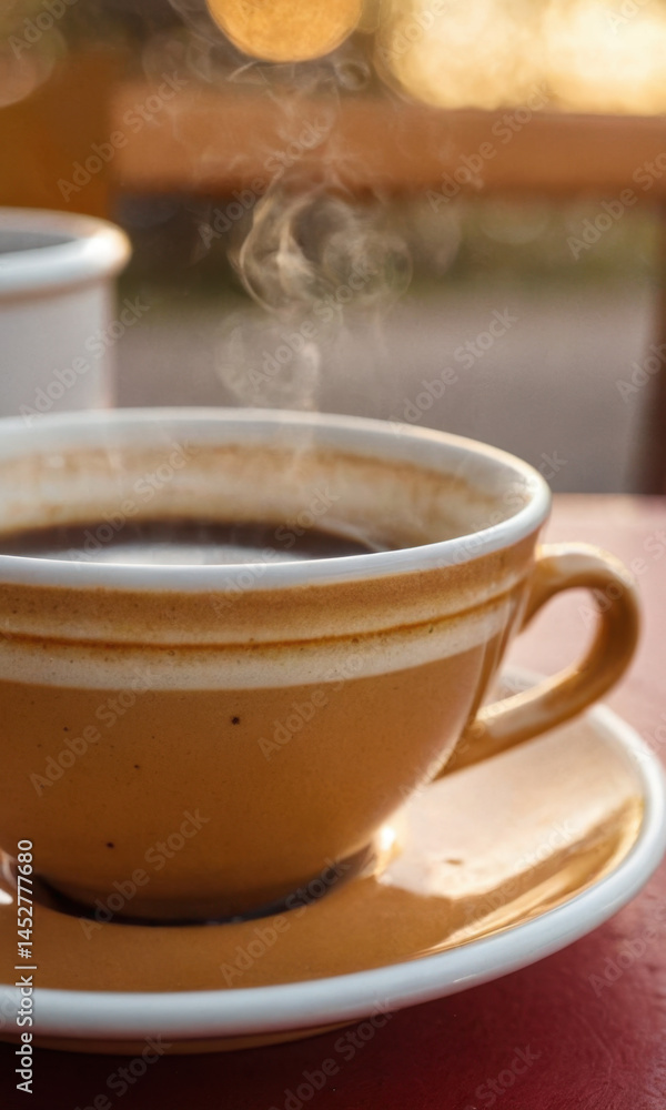 A single serve of coffee sits on a saucer, ready to be enjoyed