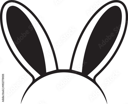 Bunny Ear Icon Silhouette in Black | Vector for Kids, Easter & Cartoon Art Vector