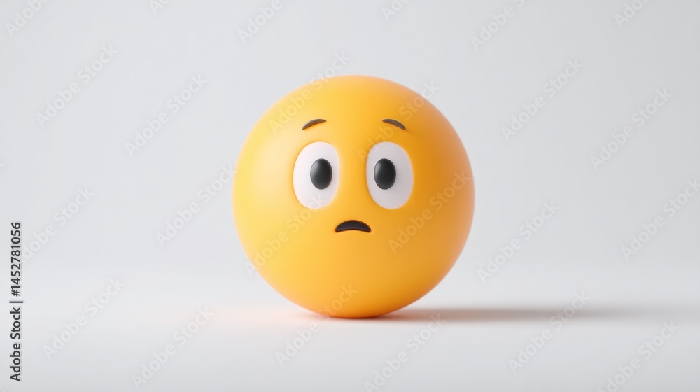 Fototapeta premium single emoji character is boldly placed against pristine white backdrop with ample room for copy space