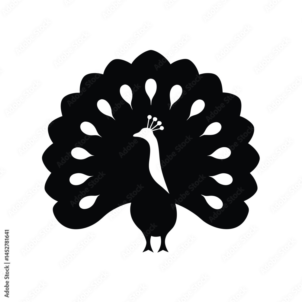Obraz premium Silhouette of a peacock with its feathers fanned out