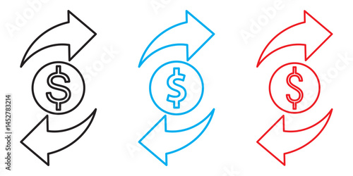 Dollar down icon set. Dollar Symbol. Finance sign. for mobile concept and web design. vector illustration on white background