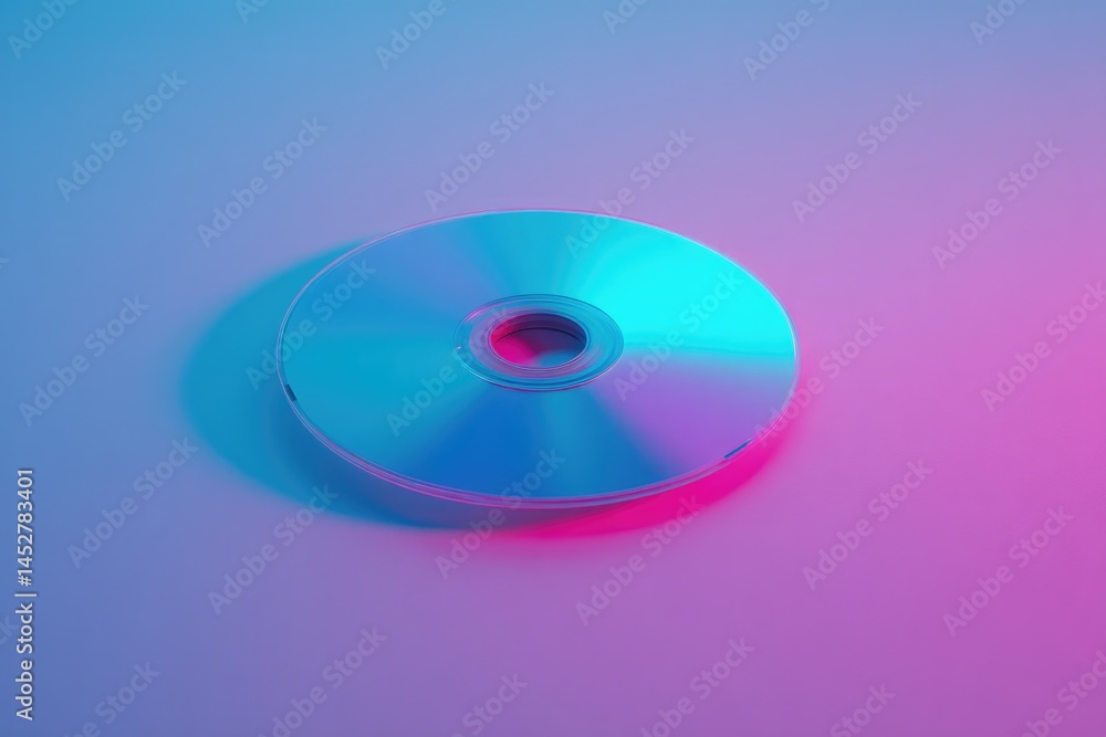 sleek cd resting against vibrant neon color backdrop sleek cd resting against vibrant neon color backdrop
