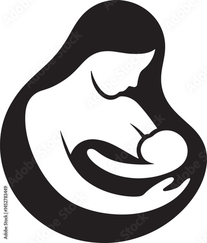 Black breastfeeding symbol isolated icon