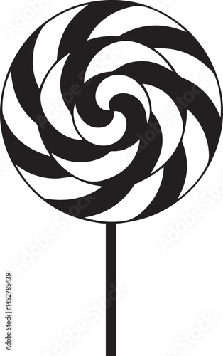 Candy Swirl Lollipop Silhouette | Black Christmas Treat Vector Icon Vector
