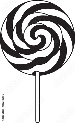 Candy Swirl Lollipop Silhouette | Black Christmas Treat Vector Icon Vector