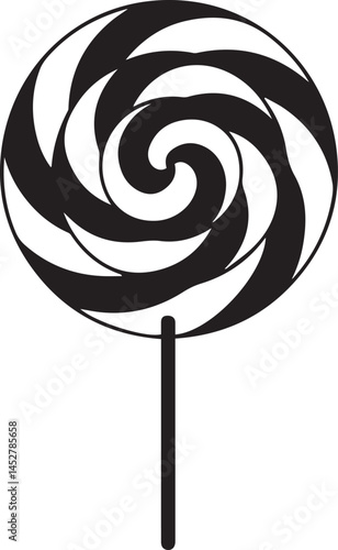 Candy Swirl Lollipop Silhouette | Black Christmas Treat Vector Icon Vector