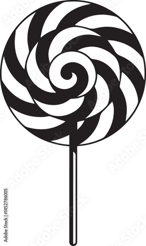 Candy Swirl Lollipop Silhouette | Black Christmas Treat Vector Icon Vector