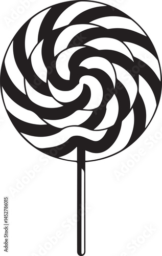 Candy Swirl Lollipop Silhouette | Black Christmas Treat Vector Icon Vector