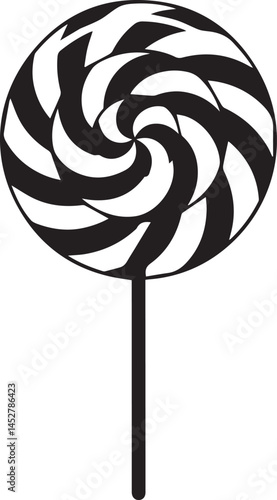 Candy Swirl Lollipop Silhouette | Black Christmas Treat Vector Icon Vector