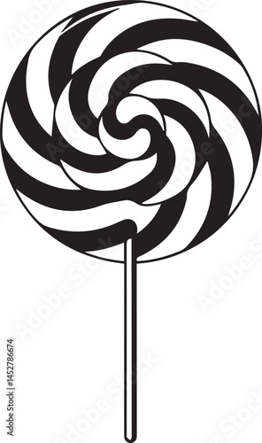 Candy Swirl Lollipop Silhouette | Black Christmas Treat Vector Icon Vector