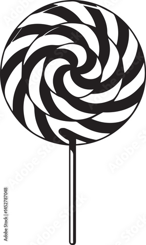 Candy Swirl Lollipop Silhouette | Black Christmas Treat Vector Icon Vector