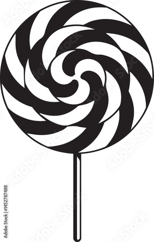 Candy Swirl Lollipop Silhouette | Black Christmas Treat Vector Icon Vector