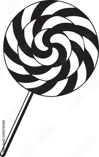 Candy Swirl Lollipop Silhouette | Black Christmas Treat Vector Icon Vector
