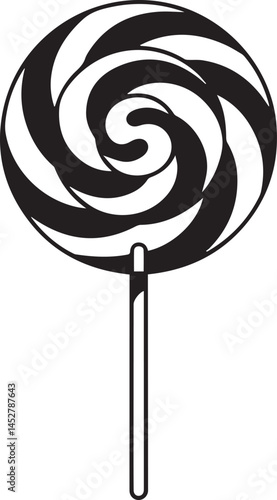 Candy Swirl Lollipop Silhouette | Black Christmas Treat Vector Icon Vector