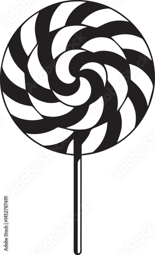 Candy Swirl Lollipop Silhouette | Black Christmas Treat Vector Icon Vector