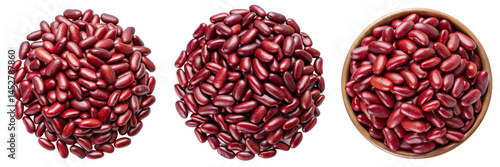 Red Kidney Beans in Wooden Bowls on Transparent Background - Organic Legumes Collection for Food Packaging, Recipe Websites, and Culinary Design Projects