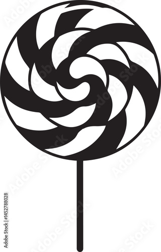 Candy Swirl Lollipop Silhouette | Black Christmas Treat Vector Icon Vector