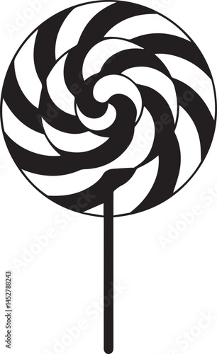 Candy Swirl Lollipop Silhouette | Black Christmas Treat Vector Icon Vector