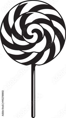 Candy Swirl Lollipop Silhouette | Black Christmas Treat Vector Icon Vector
