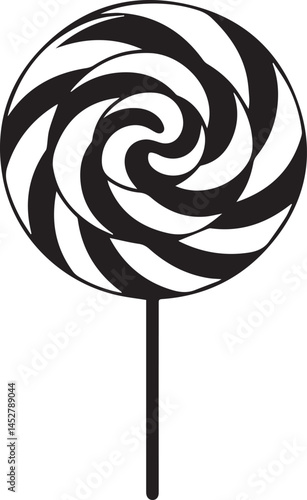 Candy Swirl Lollipop Silhouette | Black Christmas Treat Vector Icon Vector