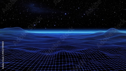 Retro Futuristic Wireframe Landscape