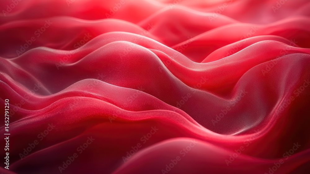 Obraz premium Abstract Red Fabric Waves, Closeup
