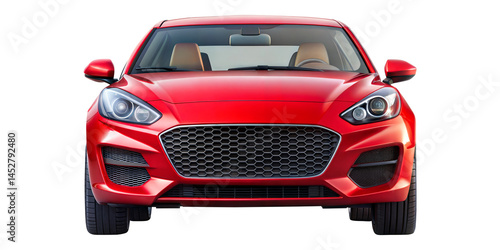 red car isolated on transparent white background, clipping path