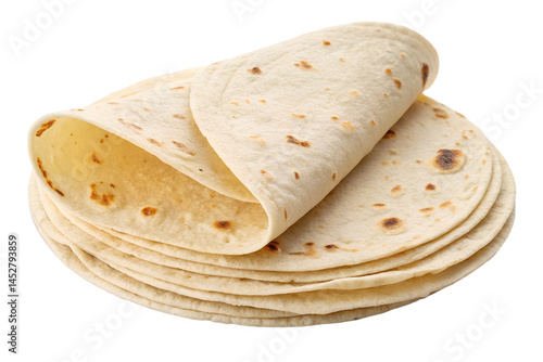Stack of soft flour tortillas on a black background for culinary creations