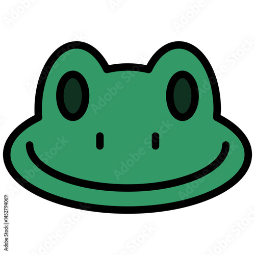 Frog Outline Flat Design Icon, Animal Outline Flat Design Icon Symbol