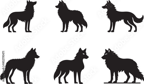 A Study of Six Wolf Silhouettes A Comparative Analysis of Canine Forms