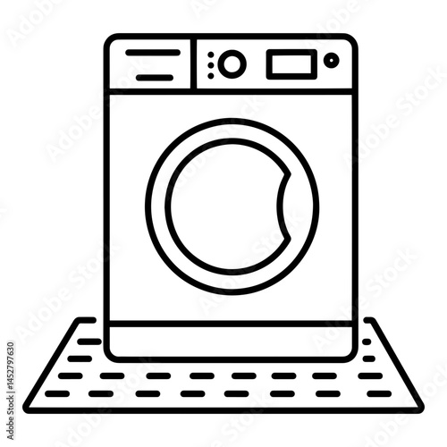 Washing machine on a rubber mat in a minimalist design  