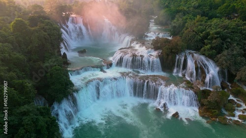 Aerial view of Ban Gioc Waterfall in Northern Vietnam