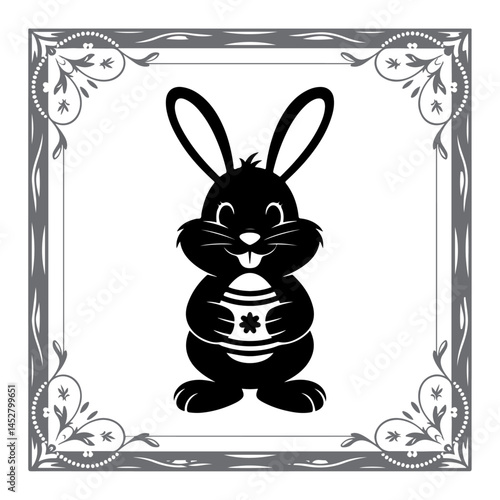 DecoratiClassic Easter Bunny Vector in Natureve Bunny with Easter Symbols