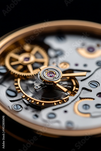 Wallpaper Mural Intricate watch mechanism showcasing gears, screws, and a balance wheel. Precise engineering and craftsmanship are visible in this close-up view. Torontodigital.ca