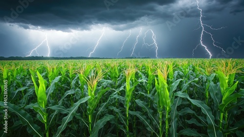 Obraz na płótnie A vast cornfield under a rolling thunderstorm w salonie