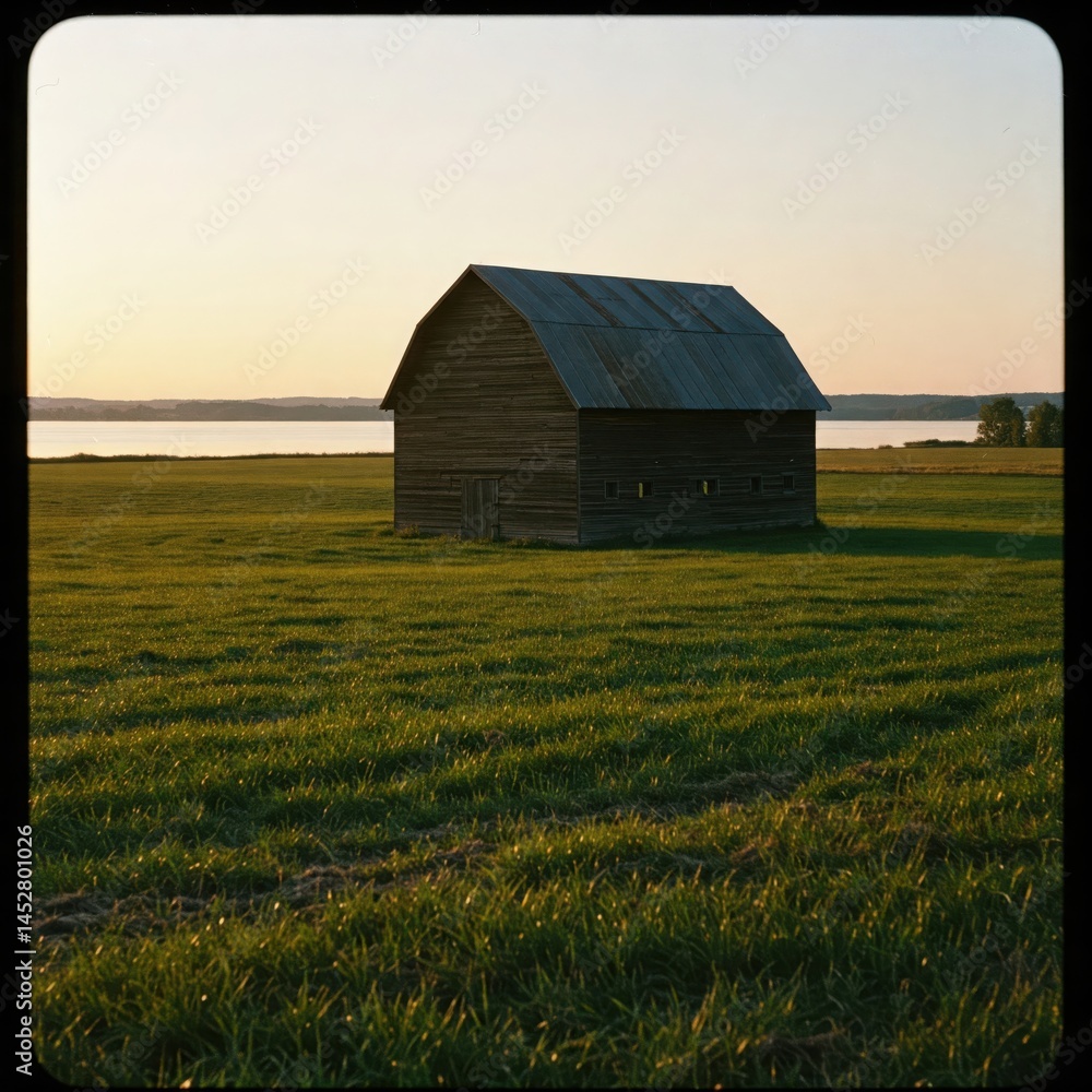 Obraz premium Rural Barn Bathed In Soft Sunlight